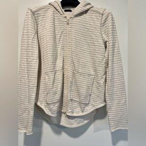 ATM Anthony Thomas Melillo Cream and Light Gray Striped Zip Jacket